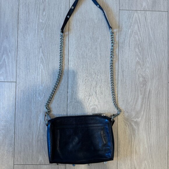 Rebecca Minkoff Purse Black Leather Mini MAC Silver Hardware Crossbody Bag Studs - Picture 5 of 9